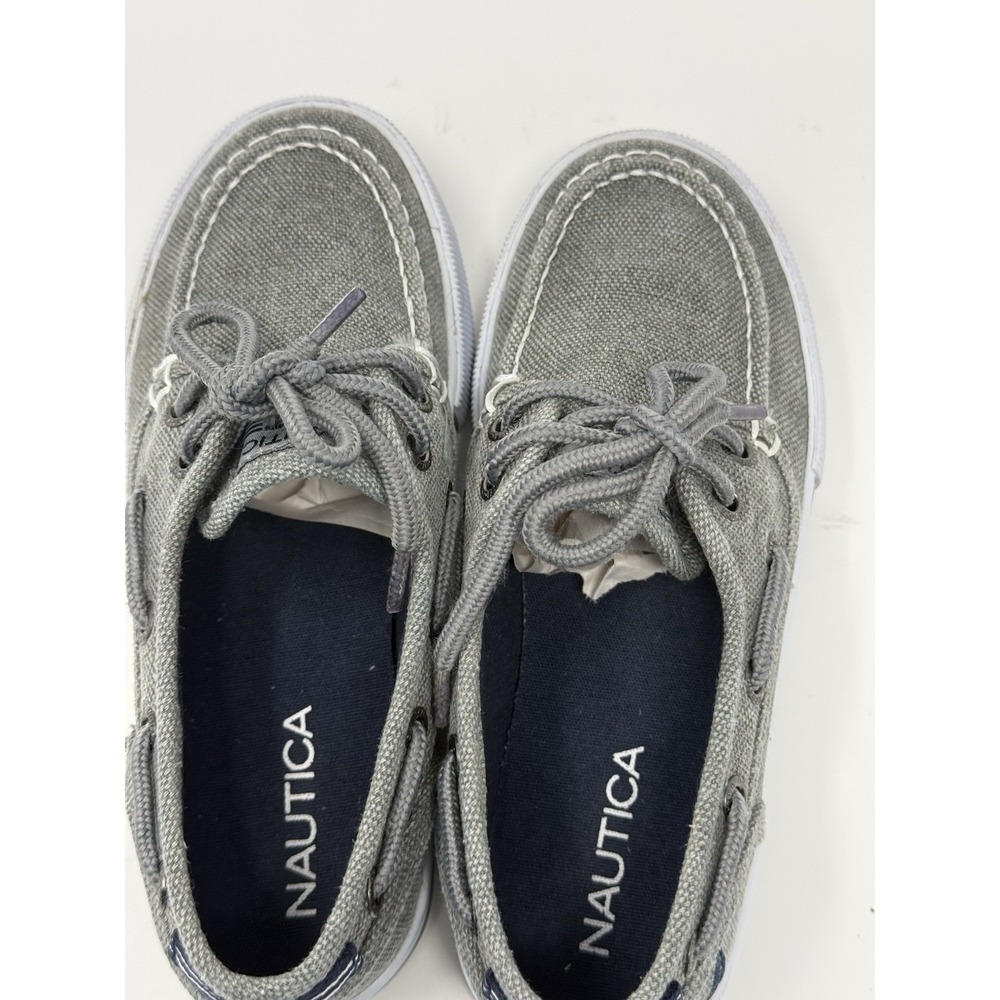 Nautica Spinnaker Kid's Boat Shoes Gray Canvas 2-Eye Size 13 - Picture 11 of 13